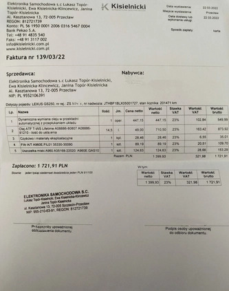 Lexus GS cena 66999 przebieg: 224000, rok produkcji 2012 z Szczecin małe 232